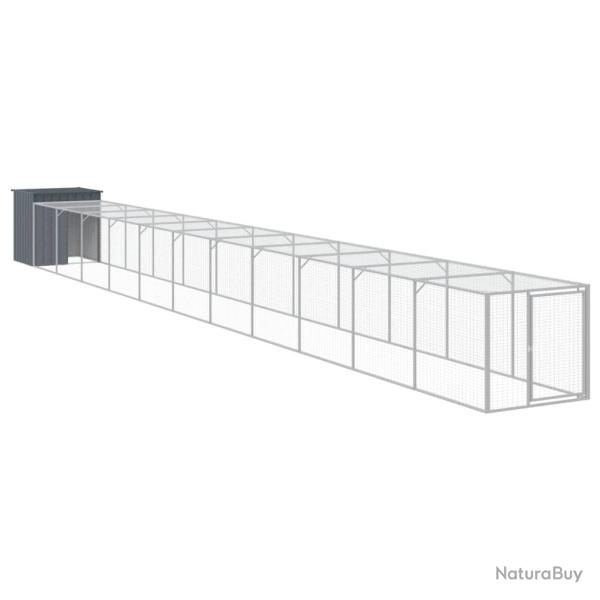 Poulailler enclos cage poules avec cour 110 x 1221 x 110 cm acier galvanis� anthracite 02_0043939