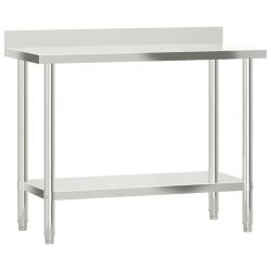 Table de travail de cuisine professionnelle avec dosseret 110 x 55 x 93 cm acier inoxydable 02_0045