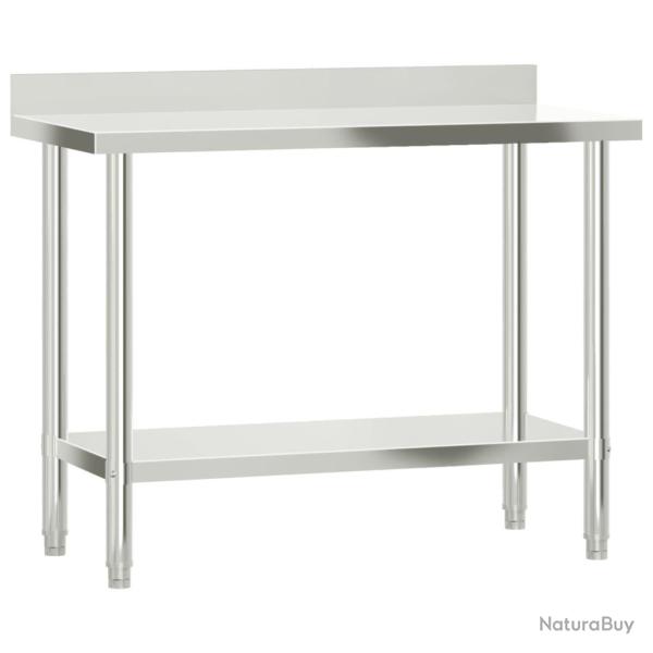 Table de travail de cuisine professionnelle avec dosseret 110 x 55 x 93 cm acier inoxydable 02_0045