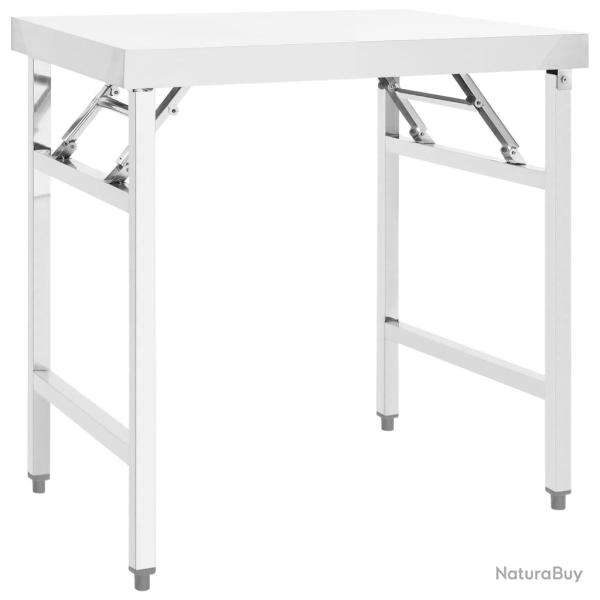 Table de travail professionnelle pliable de cuisine 85 x 60 x 80 cm acier inoxydable 02_0045427