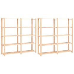 &Eacute;tag&egrave;res meubles de rangement &agrave; 5 niveaux lot de 2 170 x 38 x 170 cm Pin 500 kg beige 02_0045734