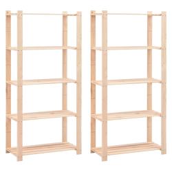 &Eacute;tag&egrave;res meubles de rangement &agrave; 5 niveaux lot de 2 80 x 38 x 170 cm 250 kg beige 02_0045735