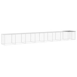 Poulailler enclos cage poules avec toit clair 803 x 98 x 90 cm acier galvanis&eacute; gris 02_0043988