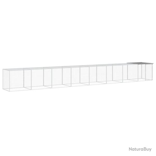 Poulailler enclos cage poules avec toit clair 803 x 98 x 90 cm acier galvanis� gris 02_0043988