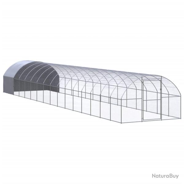 Poulailler enclos cage poules d'ext�rieur 3 x 16 x 2 m acier galvanis� Argent 02_0044003