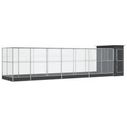 Voli&egrave;re cage &agrave; oiseaux avec extension argent&eacute; 830 x 203 x 216 cm acier Argent 02_0045663