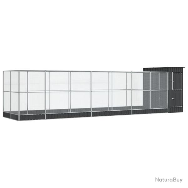 Voli�re cage � oiseaux avec extension argent� 830 x 203 x 216 cm acier Argent 02_0045663