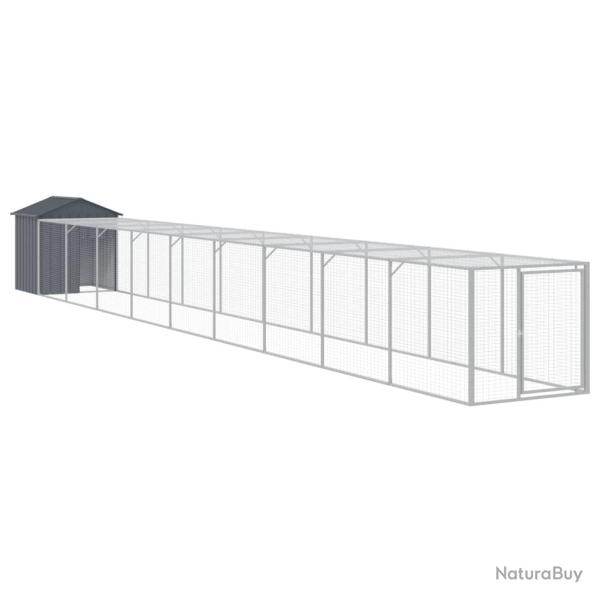 Poulailler enclos cage poules avec cour 117 x 1017 x 123 cm acier galvanis� anthracite 02_0043944