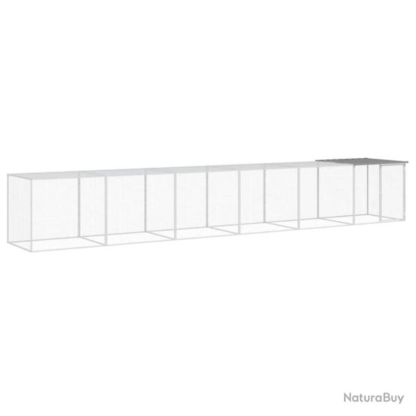 Poulailler enclos cage poules avec toit clair 603 x 98 x 90 cm acier galvanis� gris 02_0043986