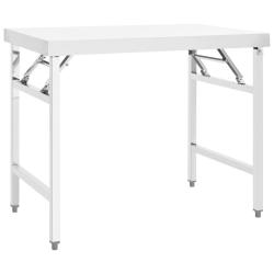 Table de travail professionnelle pliable de cuisine 100 x 60 x 80 cm acier inoxydable 02_0045425