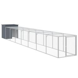 Poulailler enclos cage poules avec cour 110 x 813 x 110 cm acier galvanis&eacute; anthracite 02_0043943