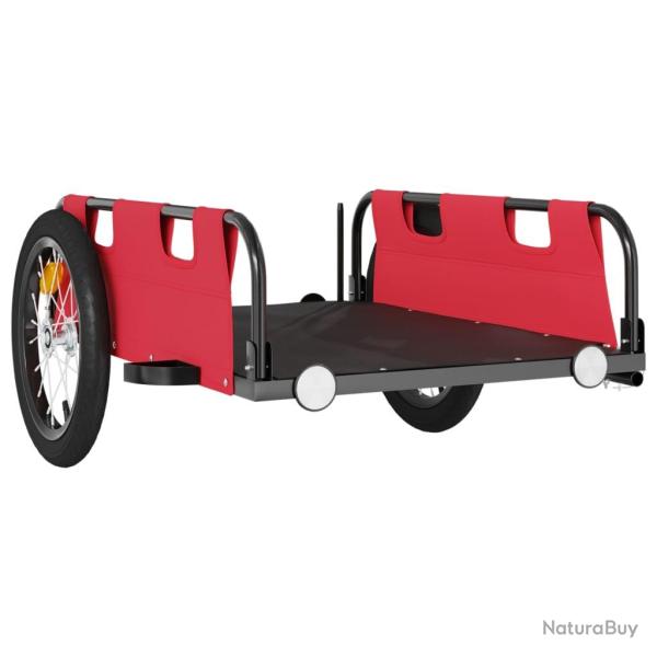 Remorque chariot transport de v�lo tissu oxford fer rouge 02_0044385