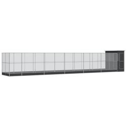 Voli&egrave;re cage &agrave; oiseaux avec extension argent&eacute; 1244 x 203 x 216 cm acier Argent 02_0045647