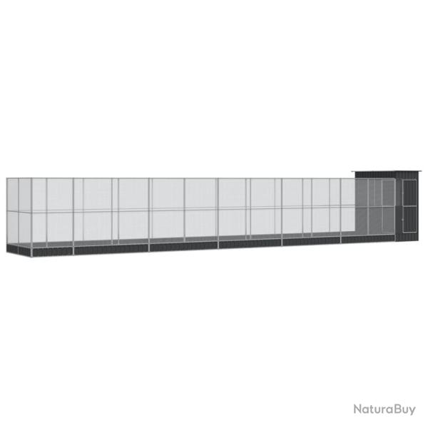 Voli�re cage � oiseaux avec extension argent� 1244 x 203 x 216 cm acier Argent 02_0045647