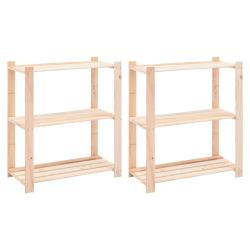 &Eacute;tag&egrave;res meubles de rangement &agrave; 3 niveaux lot de 2 80 x 38 x 90 cm Pin 150 kg beige 02_0045727