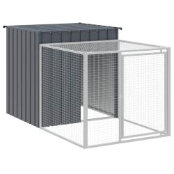 Poulailler enclos cage poules avec cour 110 x 201 x 110 cm acier galvanis&eacute; anthracite 02_0043940