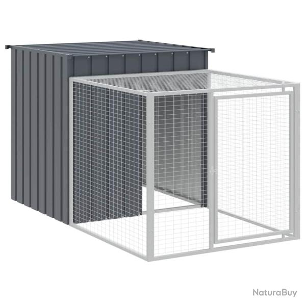 Poulailler enclos cage poules avec cour 110 x 201 x 110 cm acier galvanis anthracite 02_0043940