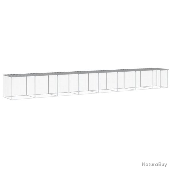 Poulailler enclos cage poules avec toit clair 803 x 98 x 90 cm acier galvanis� gris 02_0043989