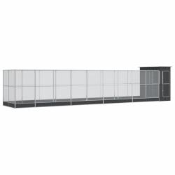 Voli&egrave;re cage &agrave; oiseaux avec extension argent&eacute; 1037 x 203 x 216 cm acier Argent 02_0045642