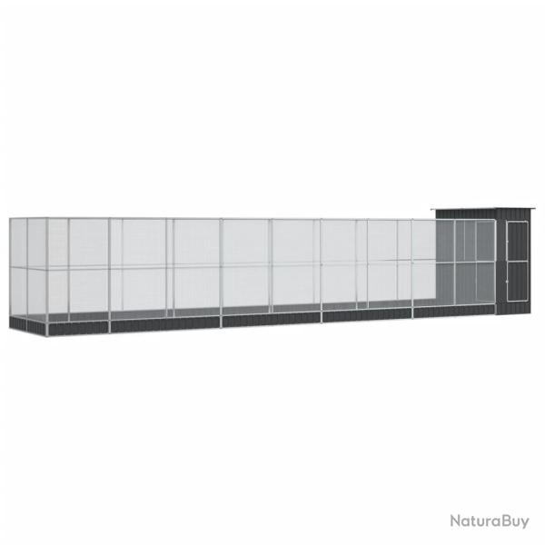 Voli�re cage � oiseaux avec extension argent� 1037 x 203 x 216 cm acier Argent 02_0045642