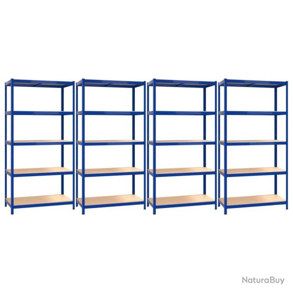 �tag�res meubles rangement � 5 niveaux lot de 4 acier et bois d'ing�nierie bleu 02_0045810