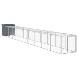 Poulailler enclos cage poules avec cour 110 x 1017 x 110 cm acier galvanis&eacute; anthracite 02_0043938