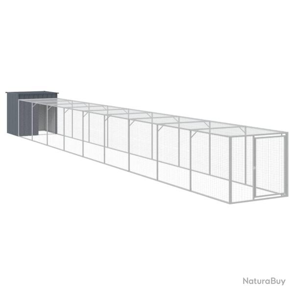 Poulailler enclos cage poules avec cour 110 x 1017 x 110 cm acier galvanis� anthracite 02_0043938