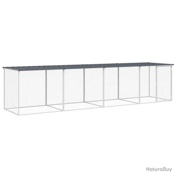 Poulailler enclos cage poules avec toit 403 x 98 x 90 cm acier galvanis� anthracite 02_0043973