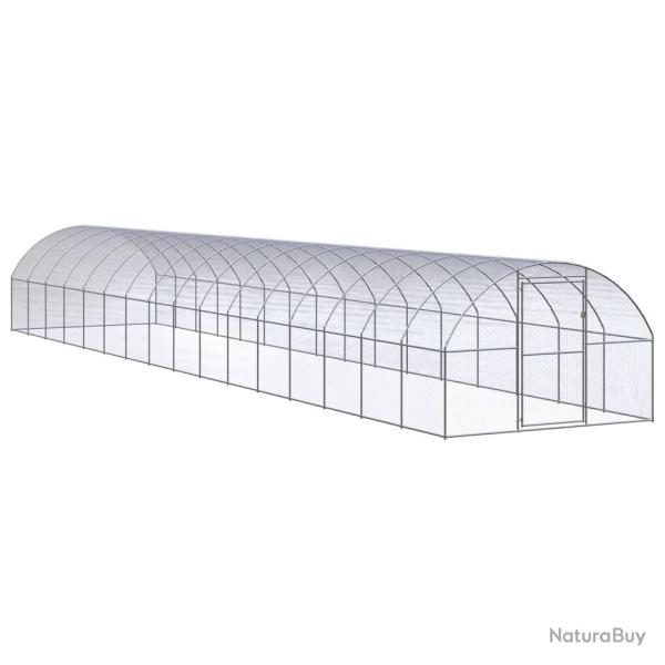 Poulailler enclos cage poules d'ext�rieur 3 x 16 x 2 m acier galvanis� Argent 02_0044002