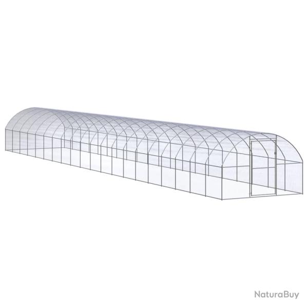 Poulailler enclos cage poules d'ext�rieur 3 x 20 x 2 m acier galvanis� Argent 02_0044006