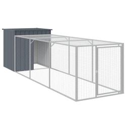 Poulailler enclos cage poules avec cour 110 x 405 x 110 cm acier galvanis&eacute; anthracite 02_0043941