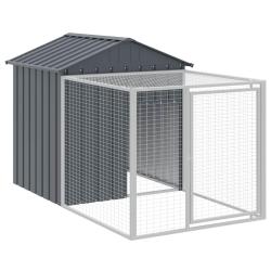 Poulailler enclos cage poules avec cour 117 x 201 x 123 cm acier galvanis&eacute; anthracite 02_0043946