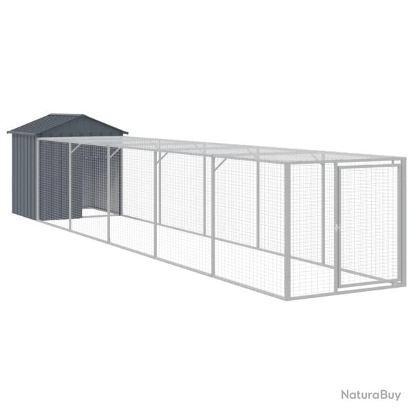 Poulailler enclos cage poules avec cour 117 x 609 x 123 cm acier galvanis� anthracite 02_0043948