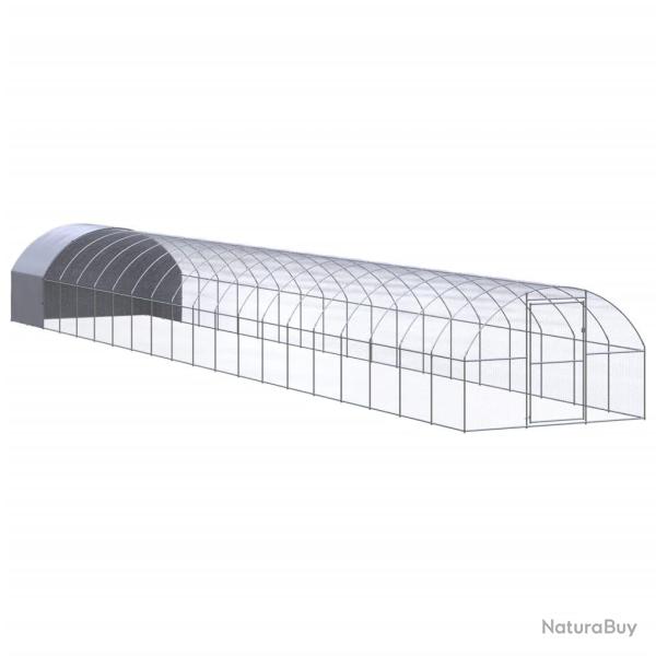 Poulailler enclos cage poules d'ext�rieur 3 x 20 x 2 m acier galvanis� Argent 02_0044007