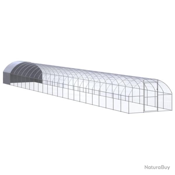 Poulailler enclos cage poules d'ext�rieur 3 x 24 x 2 m acier galvanis� Argent 02_0044008