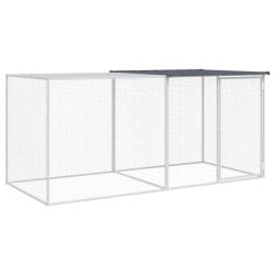 Poulailler enclos cage poules avec toit 203 x 98 x 90 cm acier galvanis&eacute; anthracite 02_0043971