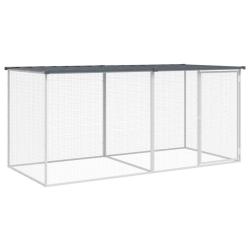 Poulailler enclos cage poules avec toit 203 x 98 x 90 cm acier galvanis&eacute; anthracite 02_0043972