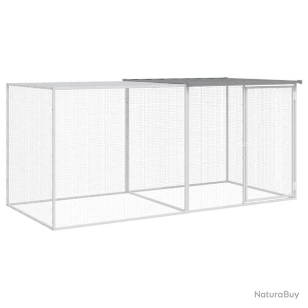 Poulailler enclos cage poules avec toit clair 203 x 98 x 90 cm acier galvanis� gris 02_0043982