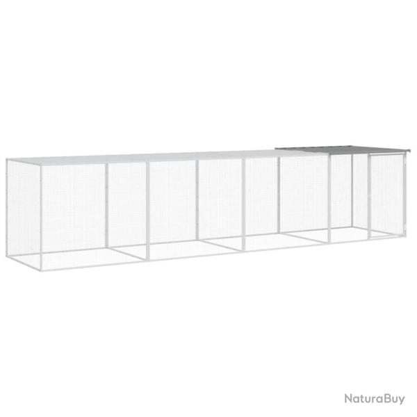 Poulailler enclos cage poules avec toit clair 403 x 98 x 90 cm acier galvanis� gris 02_0043984