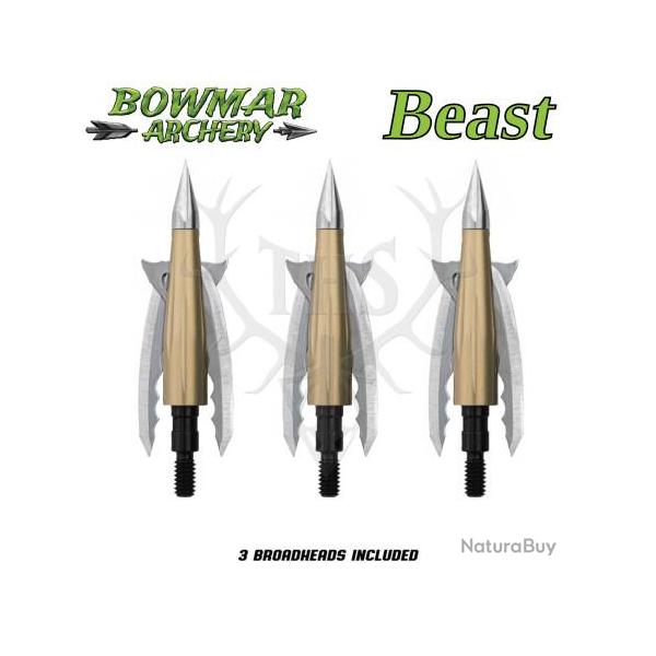 BOWMAR BEAST Pointes de Chasse M�canique bilame et Practice 100 2,3" Pouces 3 Pointes de chasse