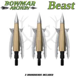 BOWMAR BEAST Pointes de Chasse M&eacute;canique bilame et Practice 125 2,3" Pouces 3 Pointes de chasse