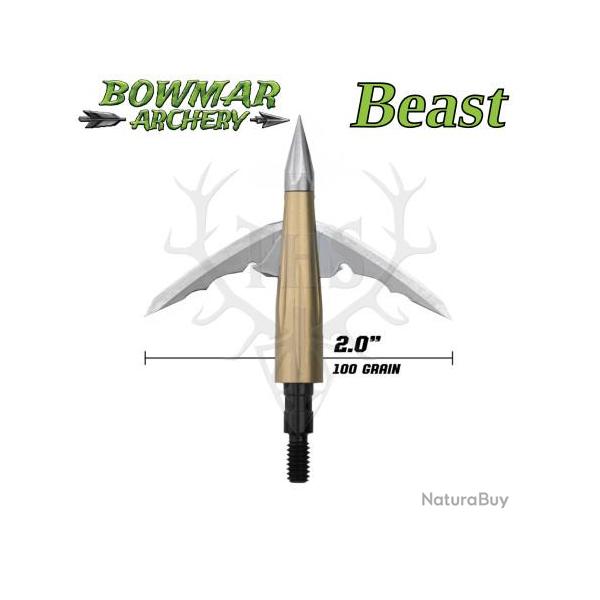 BOWMAR BEAST Pointes de Chasse M�canique bilame et Practice 100 2,0" Pouces 2 Pointes de chasse + 1 