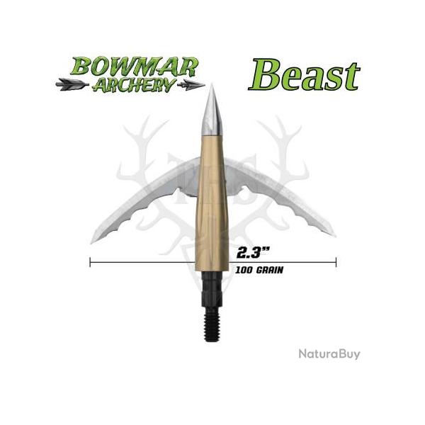 BOWMAR BEAST Pointes de Chasse M�canique bilame et Practice 100 2,3" Pouces 2 Pointes de chasse + 1 
