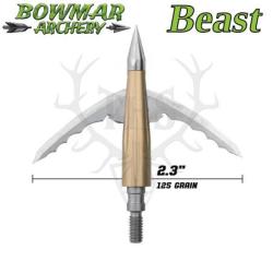 BOWMAR BEAST Pointes de Chasse M&eacute;canique bilame et Practice 125 2,3" Pouces 2 Pointes de chasse + 1 