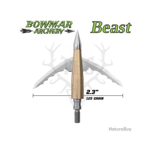 BOWMAR BEAST Pointes de Chasse M�canique bilame et Practice 125 2,3" Pouces 2 Pointes de chasse + 1 