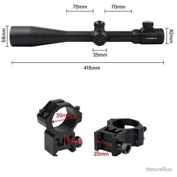 Lunette de vis�e optique r�glable pour tireur d'�lite -**COLLIER 20mm Tall