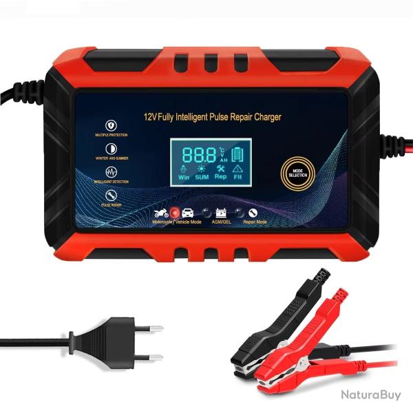 CHARGEUR DE BATTERIE DE VOITURE MOTO 12V AVEC ECRAN LCD 500 GRAMMES SMART PROTECTION NEUF