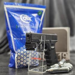 PACK LASER PR&Ecirc;T A TIRER PISTOLET GLOCK 19 GEN4 MOS - BBS 6MM CO2 - BLACK