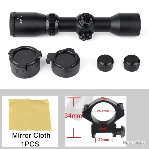 Lunette de vise courte  arbalte pour la chasse 1.5-5x32 -**COLLIER 20MM