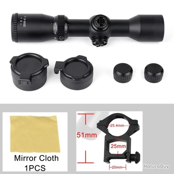 Lunette de vise courte  arbalte pour la chasse 1.5-5x32 -**COLLIER 20MM Tal LIVRAISON GRATUITE !!